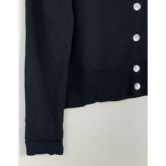 Anthropologie Shae Button Front Cardigan Black XL Cotton Minimalist Contemporary - Picture 5 of 9